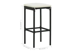 Taburetes de cocina con cojines 6 uds ratán sintético negro