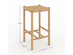 Taburetes para isla de cocina de mimbre y madera 65 cm - Kepler