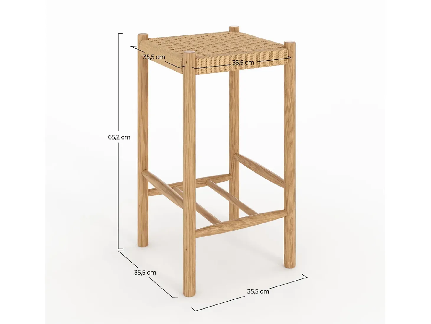 Taburetes para isla de cocina de mimbre y madera 65 cm - Kepler