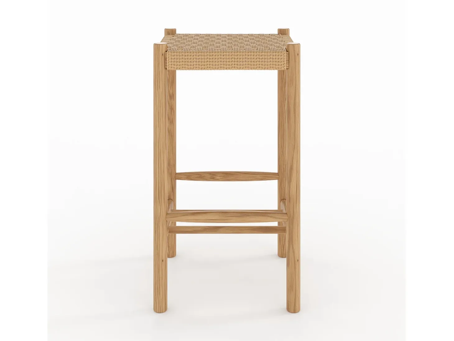 Taburetes para isla de cocina de mimbre y madera 65 cm - Kepler