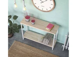 Taline Mueble Recibidor Estrecho para la Entrada o el Pasillo, Mesa Consola, Blanco, 80x30x100cm
