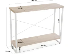 Taline Mueble Recibidor Estrecho para la Entrada o el Pasillo, Mesa Consola, Blanco, 80x30x100cm