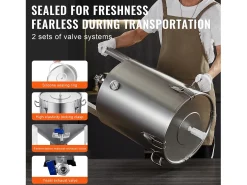 Tanque de Elaboración de Cerveza, SucceBuy Kit de Tanque de Elaboración de Cerveza Casero de Acero Inoxidable de 60 L con Fermentador de Cerveza