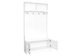 Taquilla blanca con 2 puertas y 4 ganchos, de aglomerado, estilo minimalista.