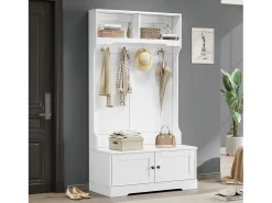 Taquilla blanca con 2 puertas y 4 ganchos, de aglomerado, estilo minimalista.