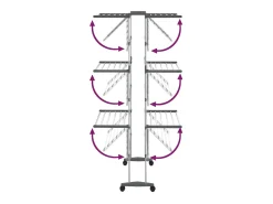 Tendedero de 3 niveles con ruedas plateado 60x70x129 cm ES926528
