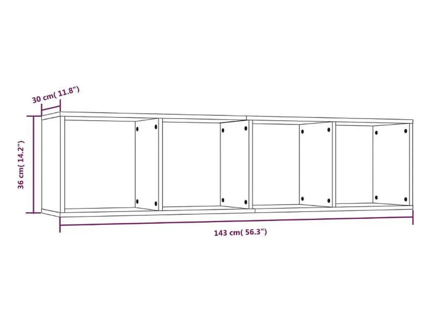 Thorben Estantería/mueble de TV madera gris Sonoma 143x30x36 cm