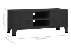 Timo Mueble de TV industrial metal negro 105x35x42 cm