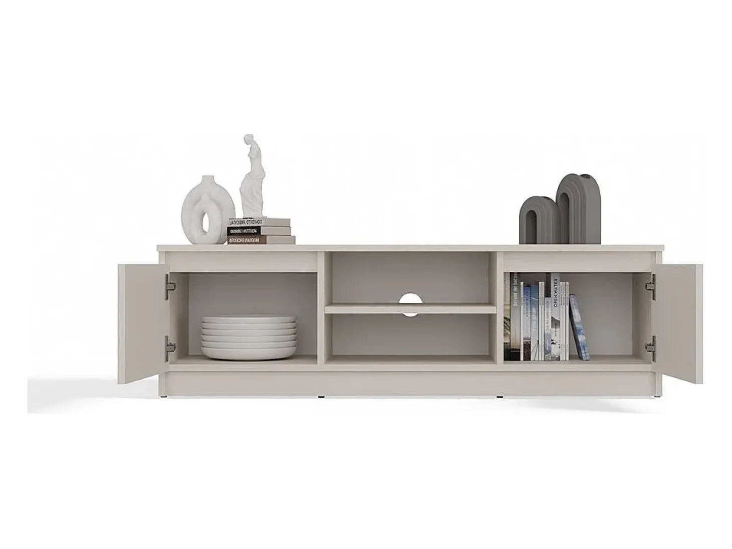 TIVOLI - Mueble de TV de estilo moderno - 120x40x36cm - 2 nichos + 2 puertas - Almacenamiento de equipos de TV/audio