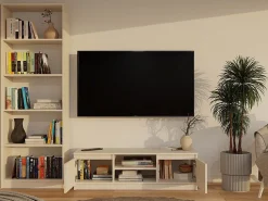 TIVOLI - Mueble de TV de estilo moderno - 120x40x36cm - 2 nichos + 2 puertas - Almacenamiento de equipos de TV/audio