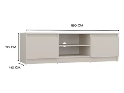 TIVOLI - Mueble de TV de estilo moderno - 120x40x36cm - 2 nichos + 2 puertas - Almacenamiento de equipos de TV/audio