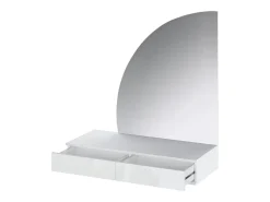 Tocador de pared con espejo LED y 2 cajones, blanco - JINEZA
