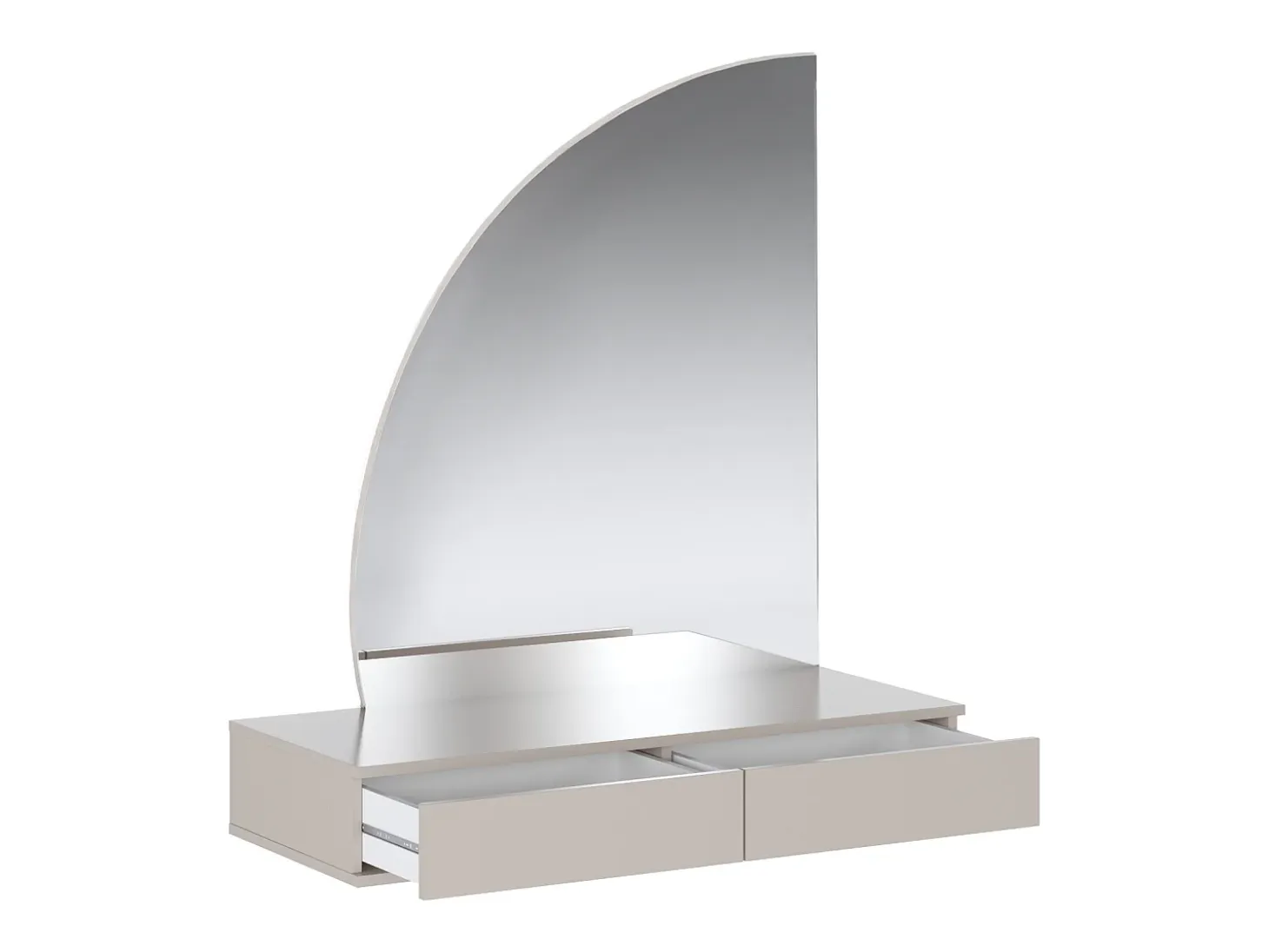 Tocador suspendido con espejo LED 2 cajones beige mate - JINEZA