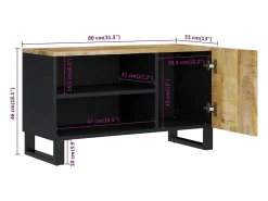 Torval Mueble de TV madera mango y madera contrachapada 80x33x46 cm