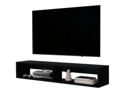 TUHOME Estante Flotante Central para Medios en Melamina con Dos Estantes, Negro