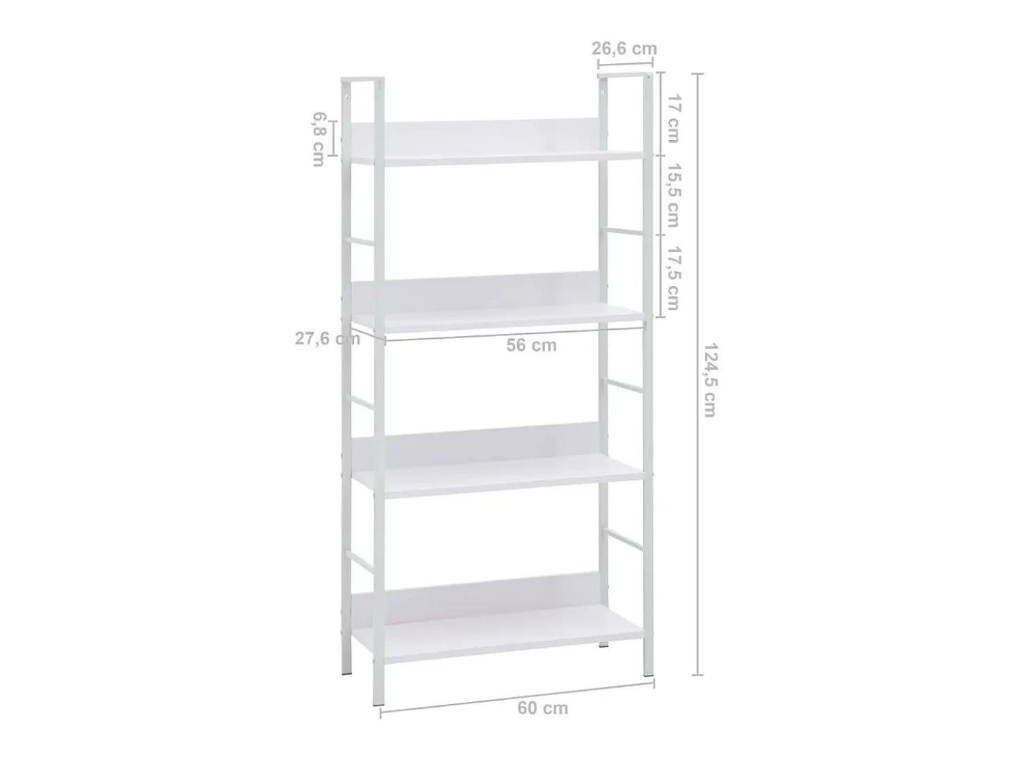 Uggeløse Estantería 4 niveles madera ingeniería blanco 60x27,6x124,5 cm