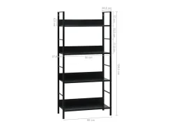 Uggeløse Estantería de 4 niveles madera ingeniería negro 60x27,6x124,5cm