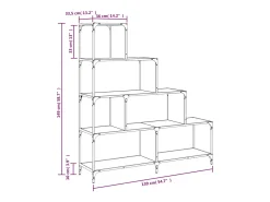 Unaris Librería con 4 peldaños madera ingeniería negro 139x33,5x149 cm