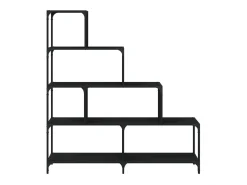 Unaris Librería con 4 peldaños madera ingeniería negro 139x33,5x149 cm