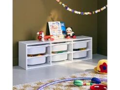 Unidad de almacenamiento para niños, 6 cubos blanco