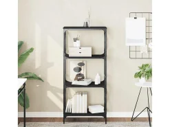 Uusikaupunki Librería de 4 estantes madera ingeniería negro 59x35x132 cm