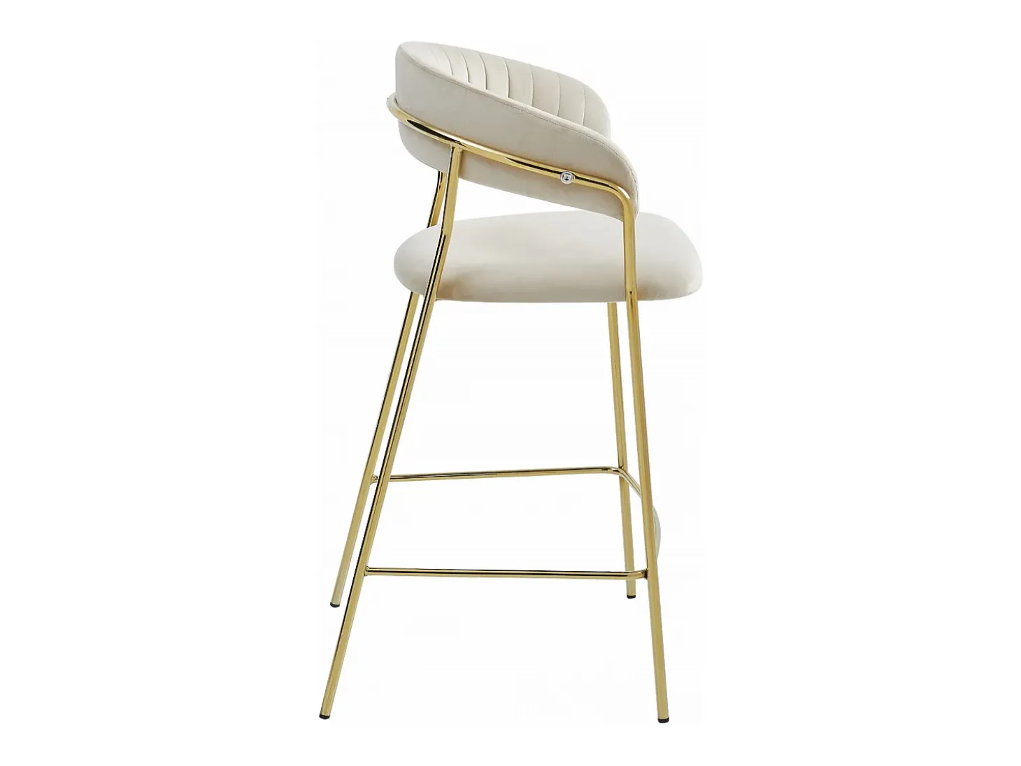 Valora BADIA Taburete terciopelo beige patas doradas
