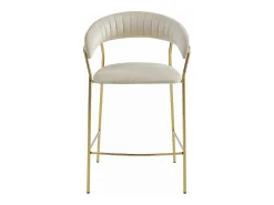 Valora BADIA Taburete terciopelo beige patas doradas