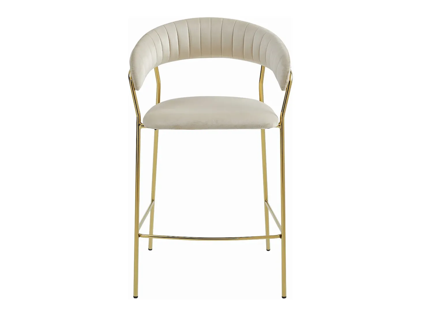 Valora BADIA Taburete terciopelo beige patas doradas