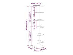 Vamdrup Estantería de madera contrachapada gris hormigón 40x35x180 cm