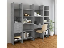 Vamdrup Estantería de madera contrachapada gris hormigón 40x35x180 cm