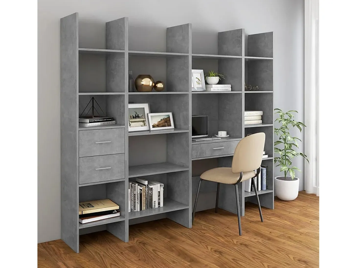 Vamdrup Estantería de madera contrachapada gris hormigón 40x35x180 cm