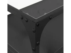 Varel Mueble TV cristal y madera ingeniería negro 98x35x51 cm