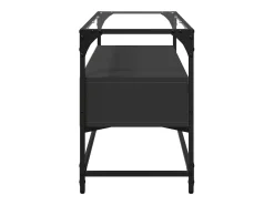 Varel Mueble TV cristal y madera ingeniería negro 98x35x51 cm
