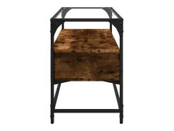 Varel Mueble TV cristal y madera ingeniería roble ahumado 98x35x51 cm