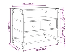 Varel Mueble TV cristal y madera ingeniería gris Sonoma 60x35x51 cm