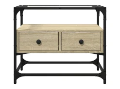 Varel Mueble TV cristal y madera ingeniería roble Sonoma 60x35x51 cm