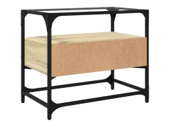Varel Mueble TV cristal y madera ingeniería roble Sonoma 60x35x51 cm