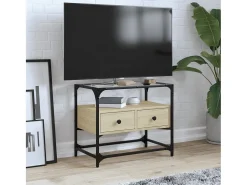 Varel Mueble TV cristal y madera ingeniería roble Sonoma 60x35x51 cm