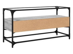 Varel Mueble TV cristal y madera ingeniería gris Sonoma 98x35x51 cm