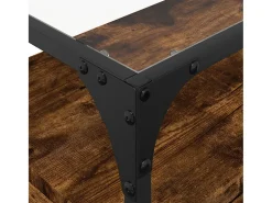Varel Mueble TV cristal y madera ingeniería roble ahumado 60x35x51 cm