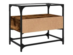 Varel Mueble TV cristal y madera ingeniería roble ahumado 60x35x51 cm