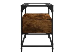 Varel Mueble TV cristal y madera ingeniería roble ahumado 60x35x51 cm