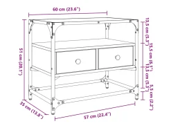 Varel Mueble TV cristal y madera ingeniería marrón roble 60x35x51 cm