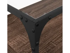 Varel Mueble TV cristal y madera ingeniería marrón roble 60x35x51 cm