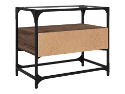 Varel Mueble TV cristal y madera ingeniería marrón roble 60x35x51 cm