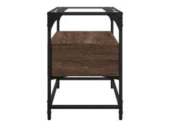 Varel Mueble TV cristal y madera ingeniería marrón roble 60x35x51 cm