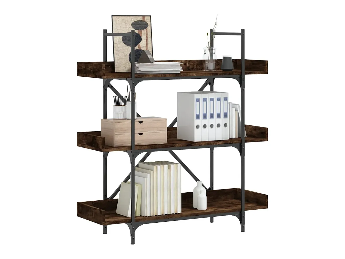 Vero Beach Librería 3 estantes madera ingeniería roble humo 100x33x108,5cm