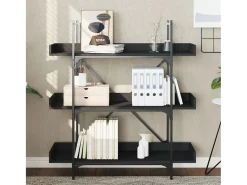 Vero Beach Librería de 3 estantes madera ingeniería negro 100x33x108,5 cm