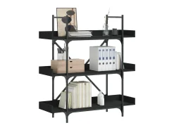 Vero Beach Librería de 3 estantes madera ingeniería negro 100x33x108,5 cm