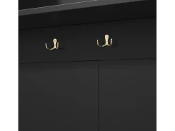 Vestíbulo moderno - con 6 ganchos y 3 puertas - con banco y estantes abiertos - Negro